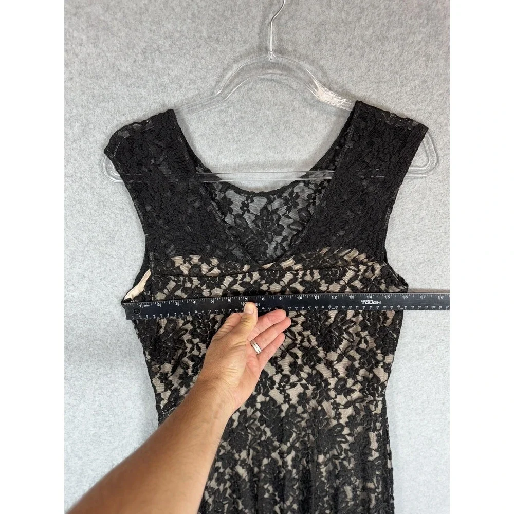 Sangria Dress Womens 12 Black Nude Lace Sleeveless Cocktail Party Formal Lined